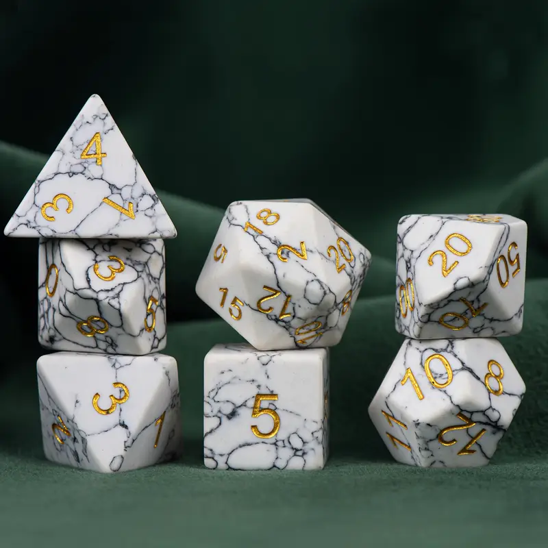 Natural Materials 7pc Dice Set -  White Turquoise